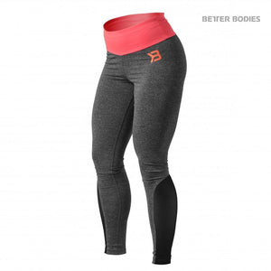 Better Bodies BB Shaped Tights - Anthracite Melange-Coral - Urban Gym Wear