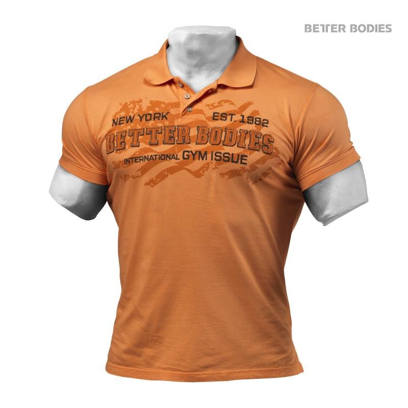 Better Bodies Collar Tee - Wash Orange - Urban Gym Wear