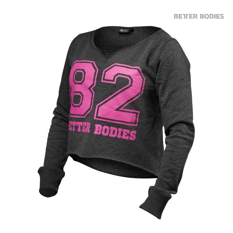 Better Bodies Cropped Sweater - Anthracite Melange - Urban Gym Wear