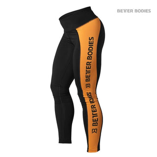 Better Bodies Side Panel Tights - Black-Orange - Urban Gym Wear