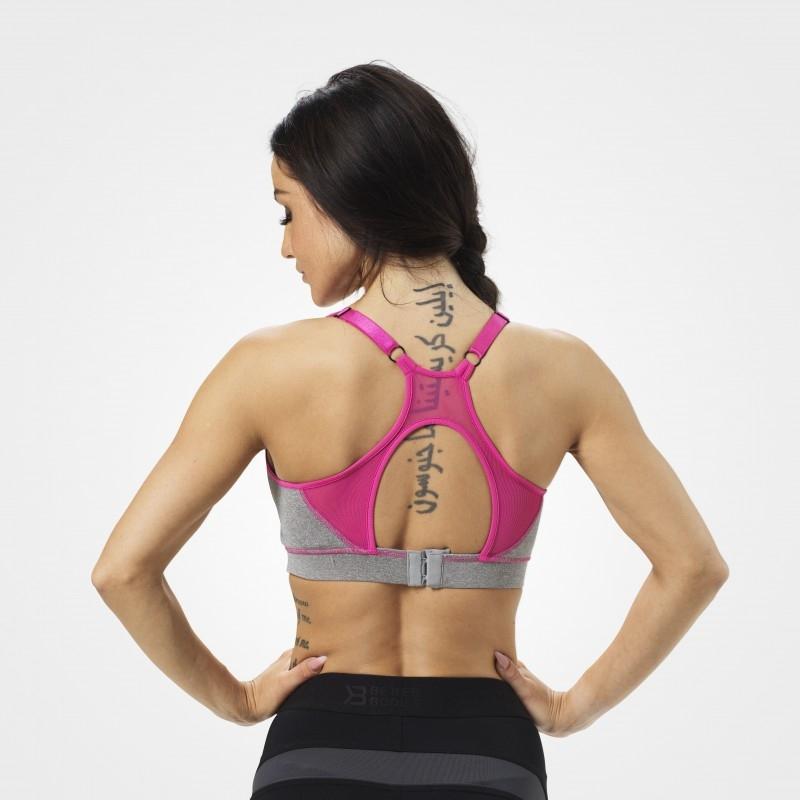 Better Bodies Sports Bra - Greymelange-Pink - Urban Gym Wear