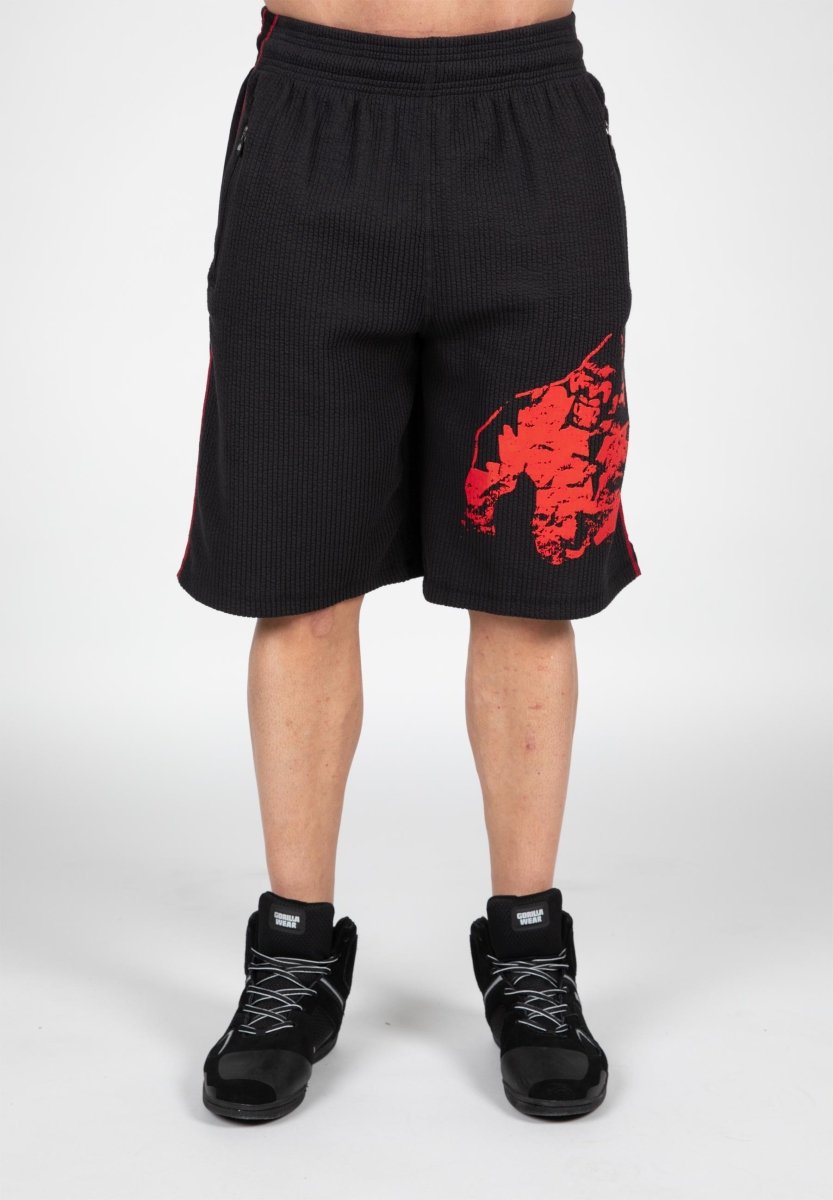 Gorilla Wear Buffalo Old School Workout Shorts - Black/Red - Urban Gym Wear