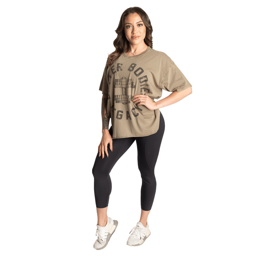 Better Bodies Legacy Oversized Tee - Washed Green - Urban Gym Wear