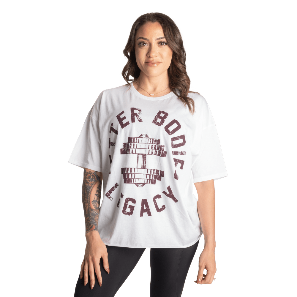 Better Bodies Legacy Oversized Tee - White/Maroon - Urban Gym Wear