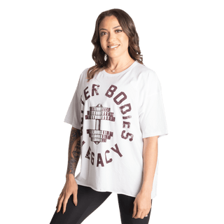 Better Bodies Legacy Oversized Tee - White/Maroon - Urban Gym Wear