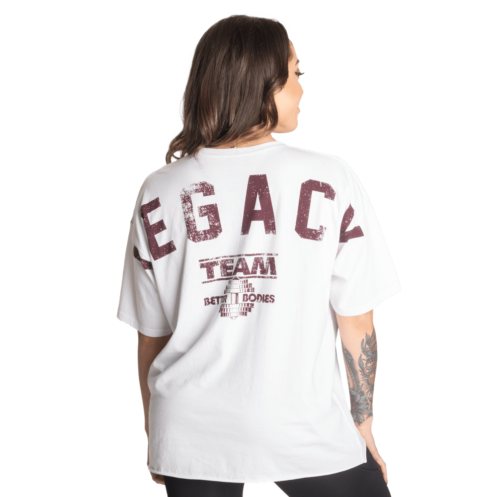 Better Bodies Legacy Oversized Tee - White/Maroon - Urban Gym Wear