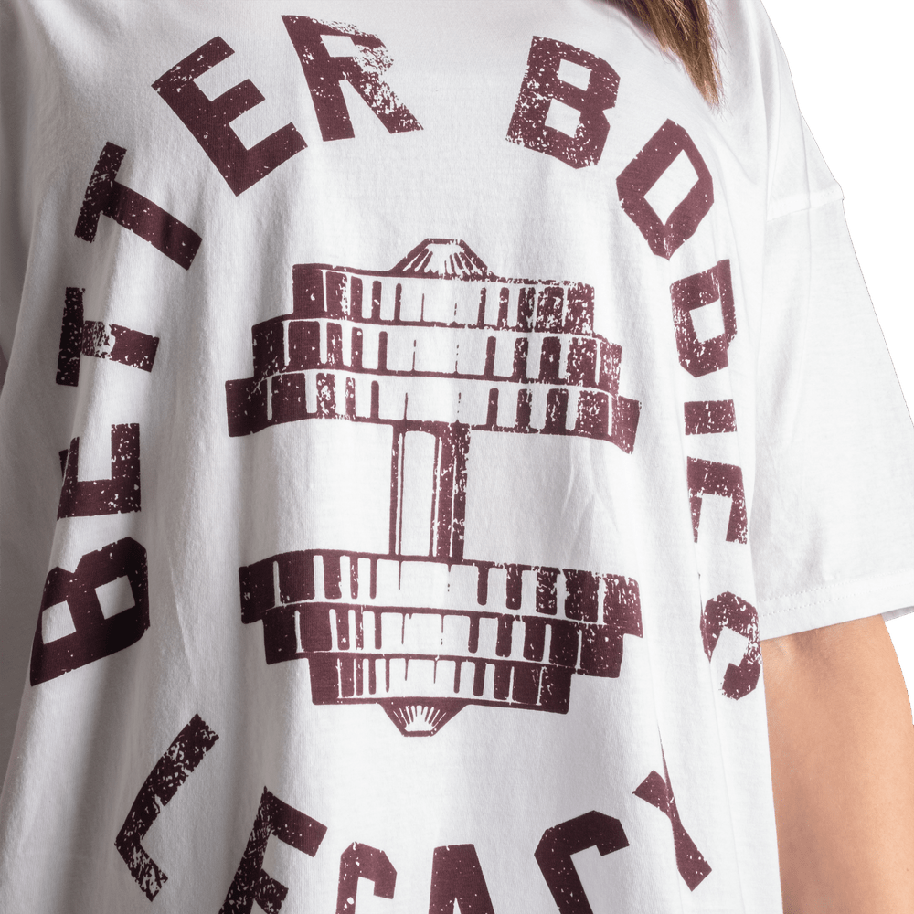 Better Bodies Legacy Oversized Tee - White/Maroon - Urban Gym Wear