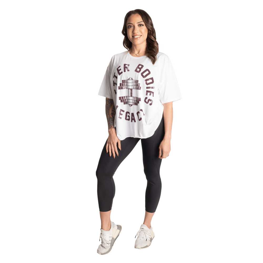 Better Bodies Legacy Oversized Tee - White/Maroon - Urban Gym Wear