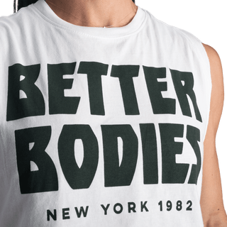 Better Bodies NY Crop Tank - White/Deep Forest - Urban Gym Wear