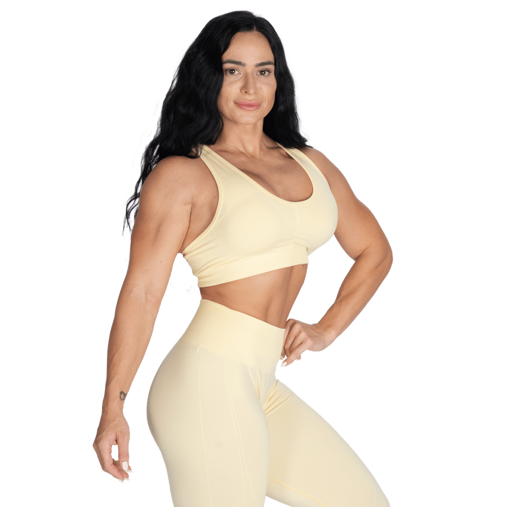 Better Bodies Seamless Scrunch Sports Bra - Washed Yellow - Urban Gym Wear