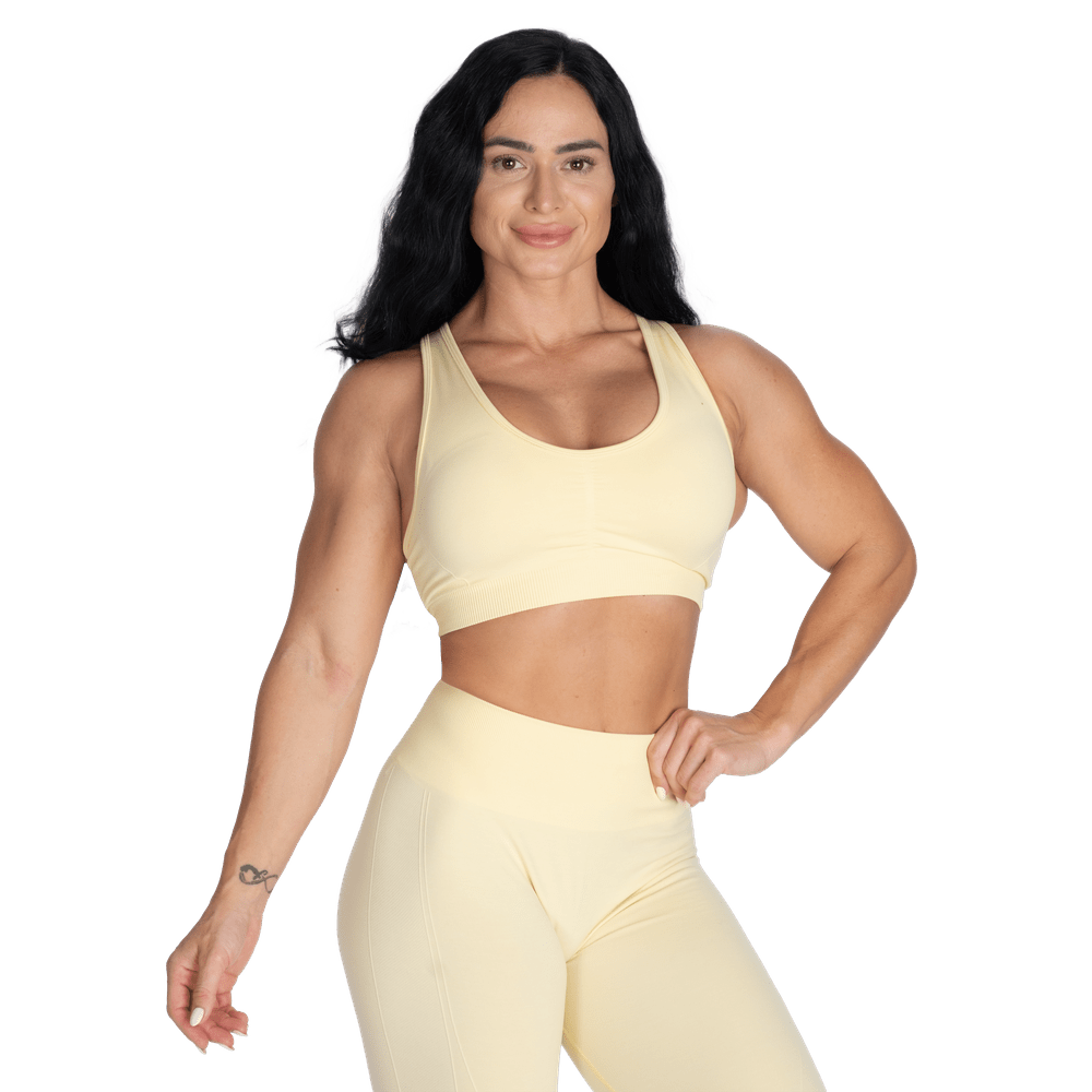 Better Bodies Seamless Scrunch Sports Bra - Washed Yellow - Urban Gym Wear