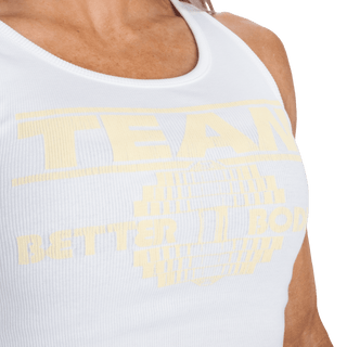 Better Bodies Team BB Rib Tank - White/Yellow - Urban Gym Wear