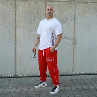 Brachial Tracksuit Trousers Gym Crew - Red/White - Urban Gym Wear