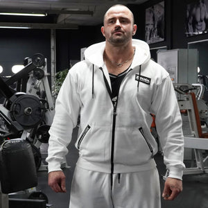 Brachial Zip Hoody Rude - White - Urban Gym Wear