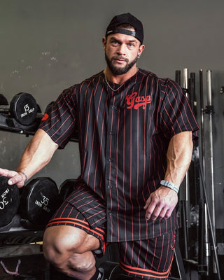 GASP 89 Baseball Tee - Black/Flame - Urban Gym Wear