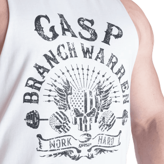 GASP Branch Warren Cut Out Tank - White - Urban Gym Wear