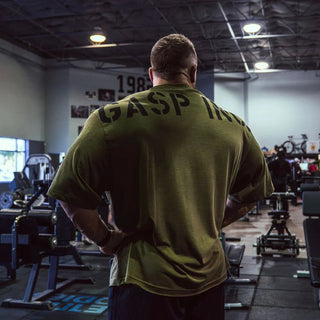 GASP Division Iron Tee - Army Green Melange - Urban Gym Wear