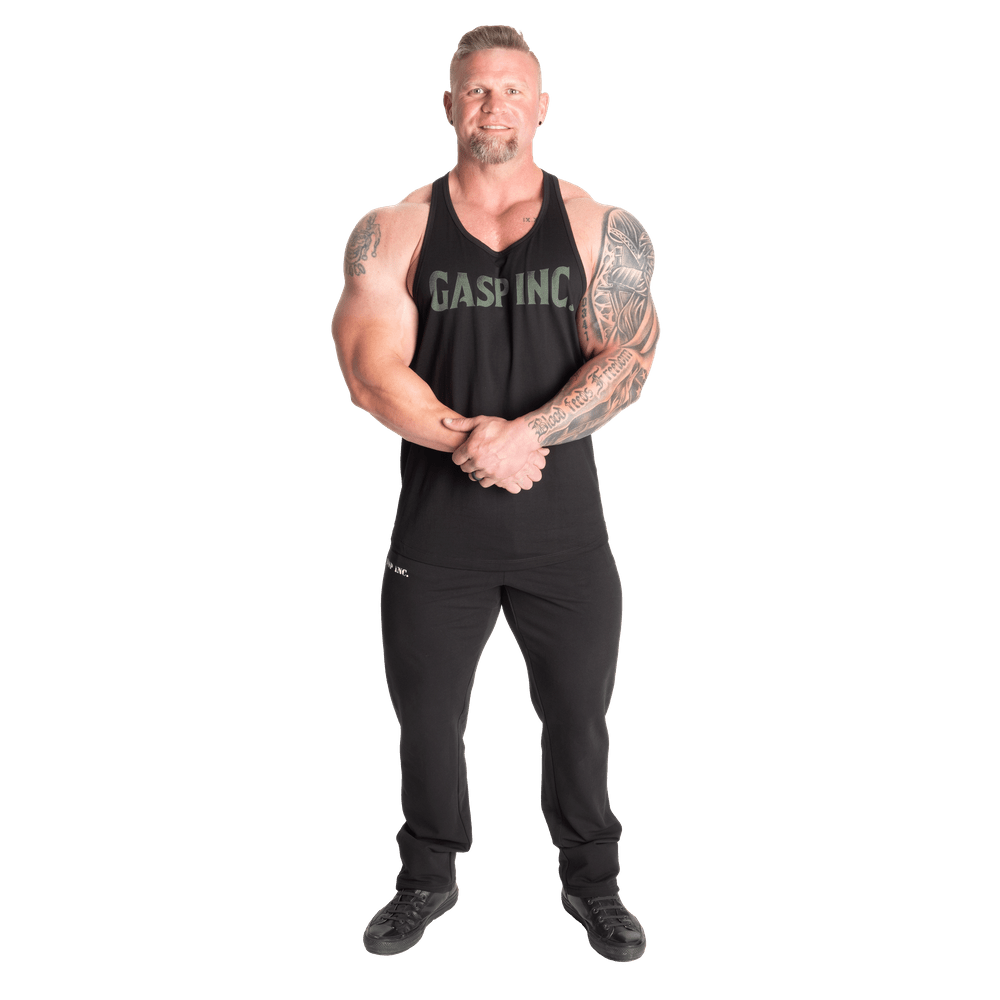 GASP Essential T-Back - Black/Green - Urban Gym Wear