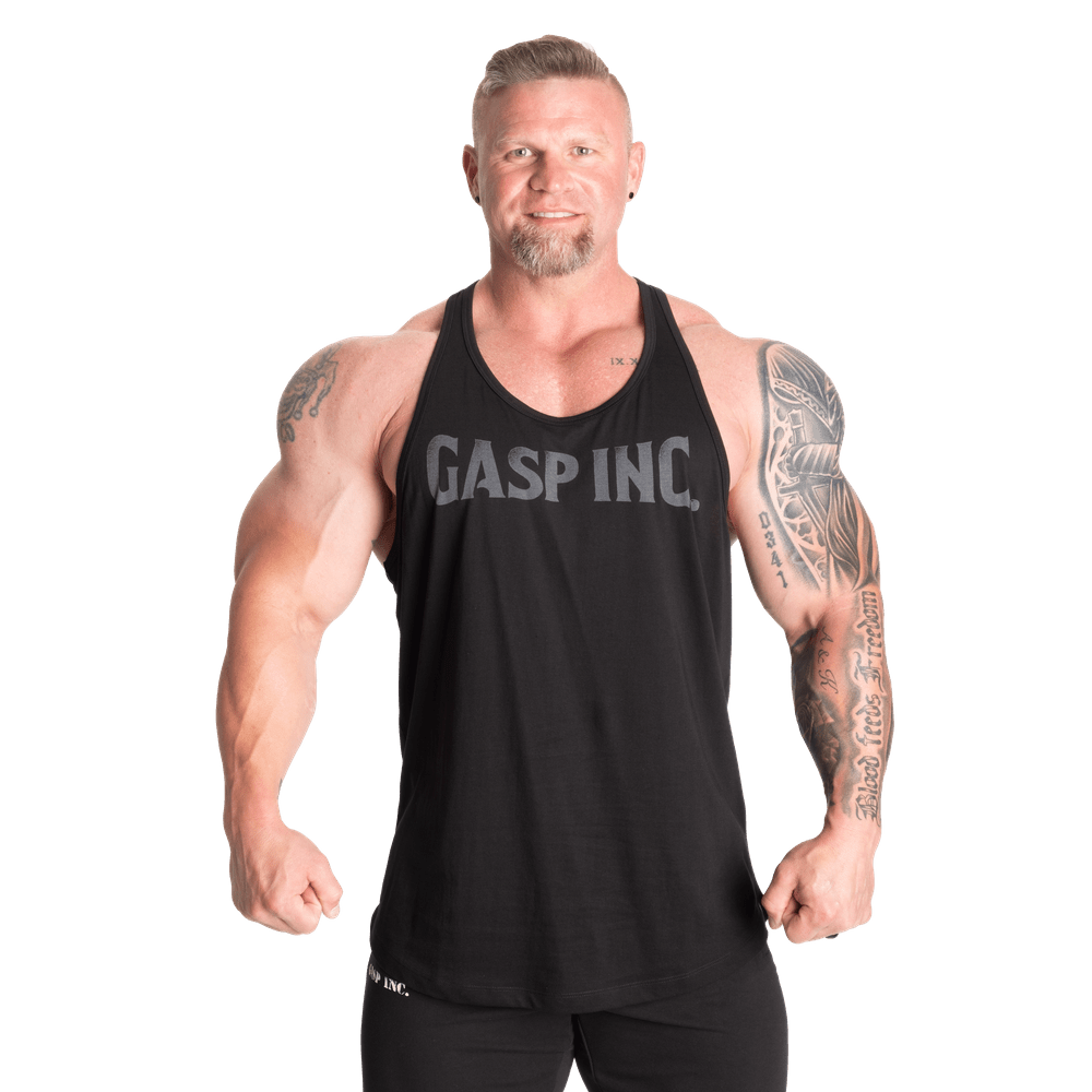 GASP Essential T-Back - Black/Grey - Urban Gym Wear