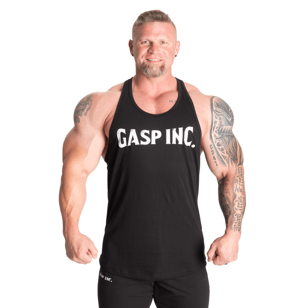 GASP Essential T-Back - Black/White - Urban Gym Wear