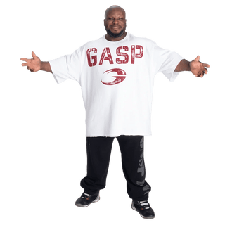 GASP Heavyweight Iron Tee - White/Red - Urban Gym Wear