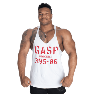 GASP Original Stringer - White/Red - Urban Gym Wear