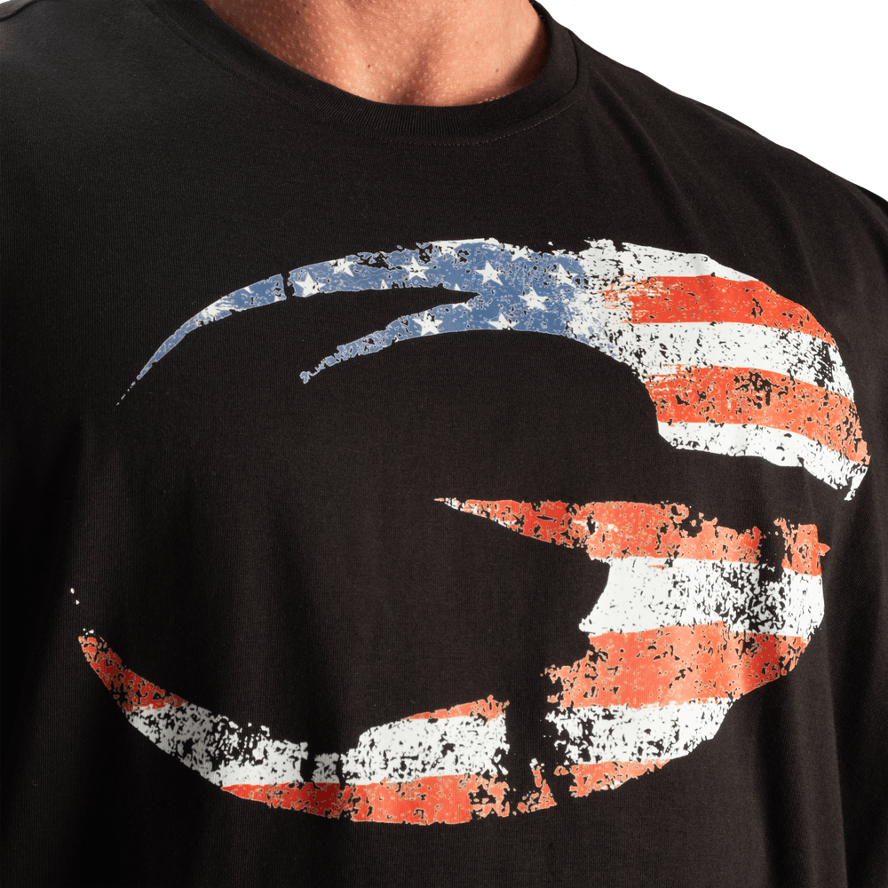 GASP Pump Cover Iron Tee - Black/US Flag - Urban Gym Wear