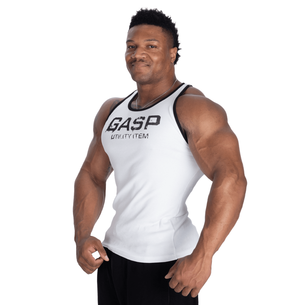 GASP Ribbed T - Back - White - Urban Gym Wear