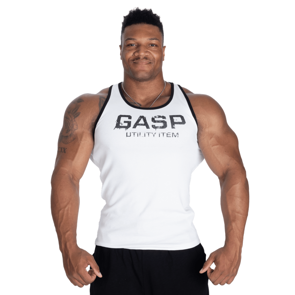 GASP Ribbed T - Back - White - Urban Gym Wear