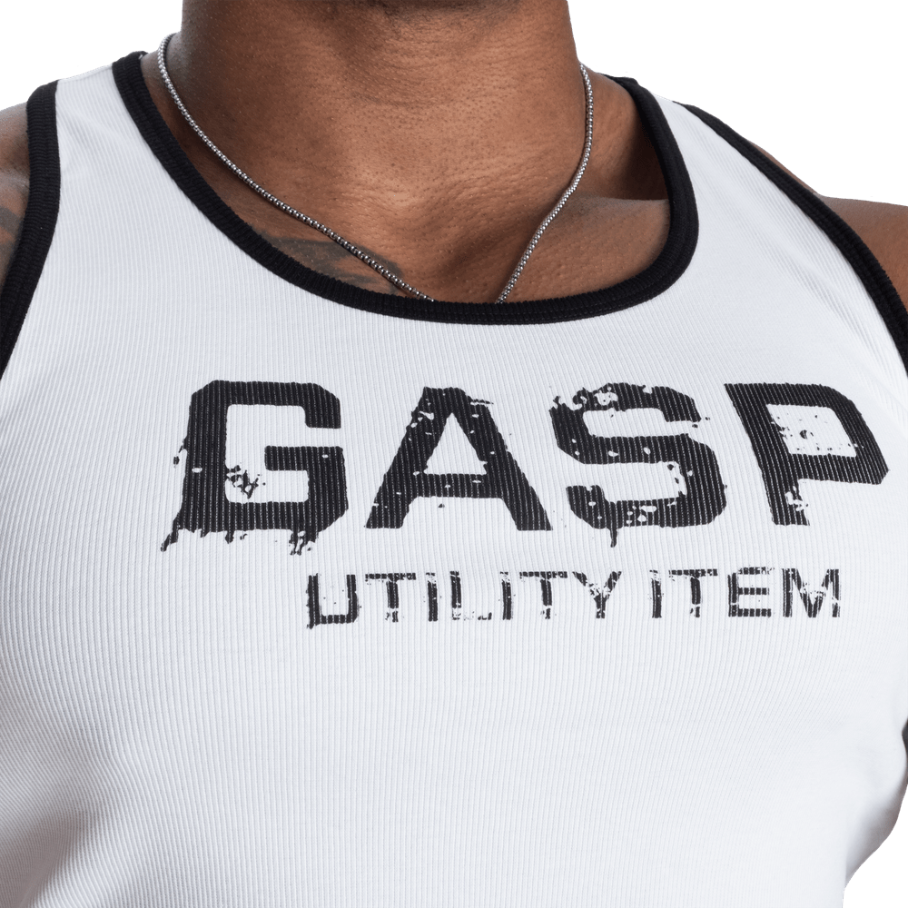 GASP Ribbed T - Back - White - Urban Gym Wear