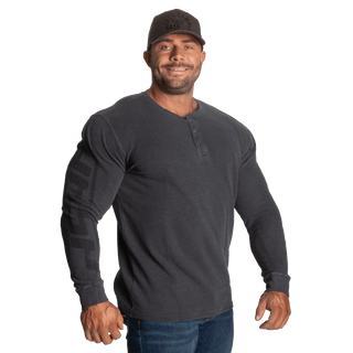 GASP Thermal Henley - Washed Anthracite - Urban Gym Wear
