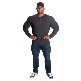 GASP Thermal Henley - Washed Anthracite - Urban Gym Wear