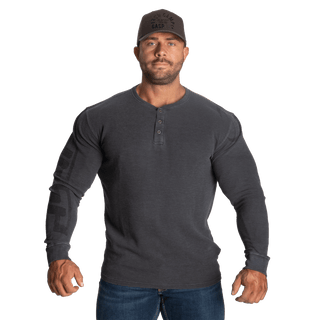 GASP Thermal Henley - Washed Anthracite - Urban Gym Wear