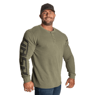 GASP Thermal Henley - Washed Green - Urban Gym Wear