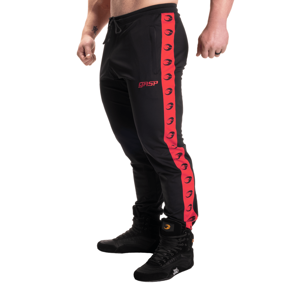 GASP Track Suit Pants - Black/Red - Urban Gym Wear