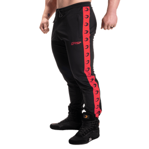 GASP Track Suit Pants - Black/Red - Urban Gym Wear