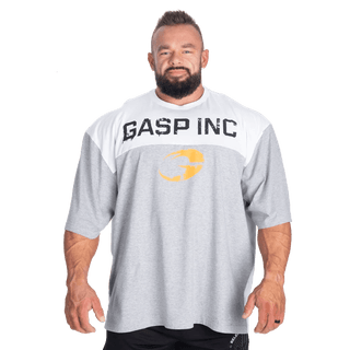 GASP Two Colour Iron Tee - Light Grey Melange/White - Urban Gym Wear