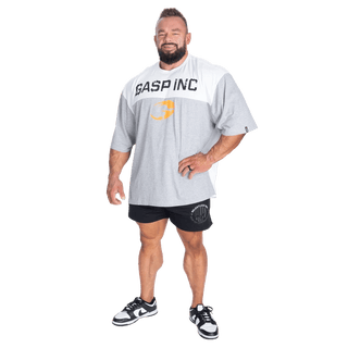 GASP Two Colour Iron Tee - Light Grey Melange/White - Urban Gym Wear