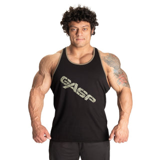 GASP Vintage T-Back - Black/Green - Urban Gym Wear