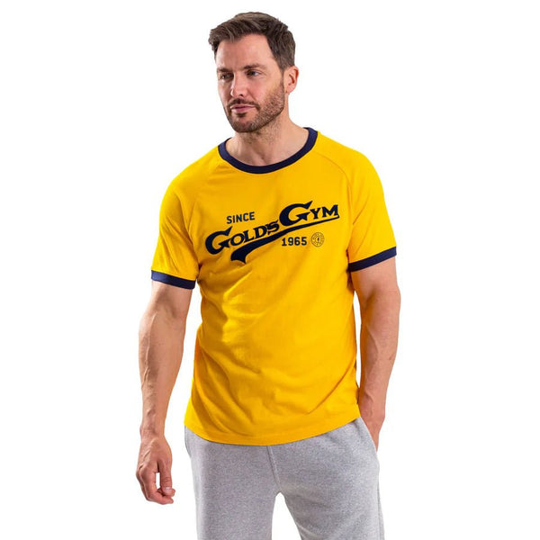 Golds Gym Retro Print T-Shirt - Gold/Navy - Urban Gym Wear