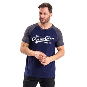 Golds Gym Retro Print T - Shirt - Navy/Charcoal - Urban Gym Wear