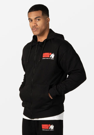Gorilla Wear Classic Oversized Zipped Hoodie - Black - Urban Gym Wear