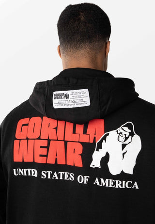 Gorilla Wear Classic Oversized Zipped Hoodie - Black - Urban Gym Wear