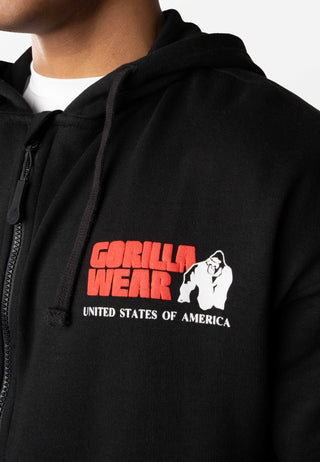 Gorilla Wear Classic Oversized Zipped Hoodie - Black - Urban Gym Wear
