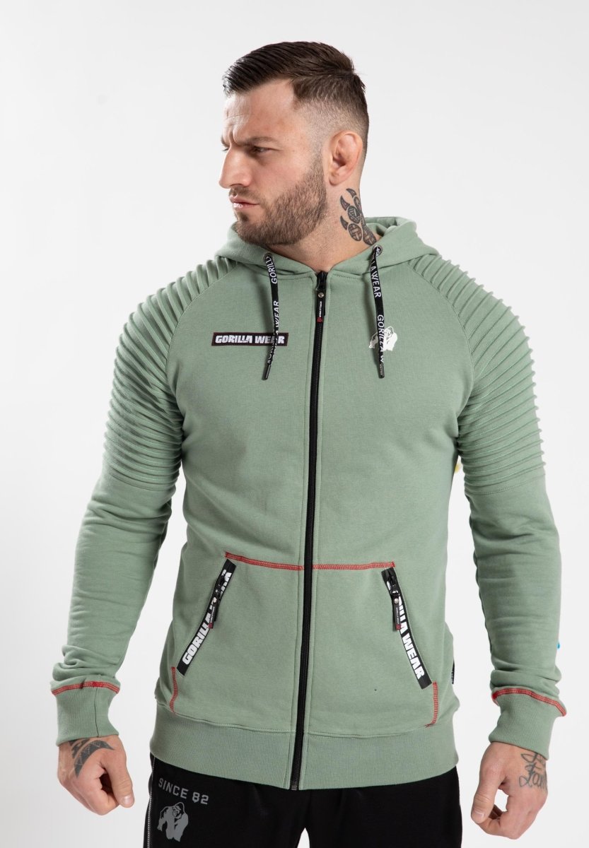 Gorilla Wear Georgia Zipped Hoodie - Green - Urban Gym Wear