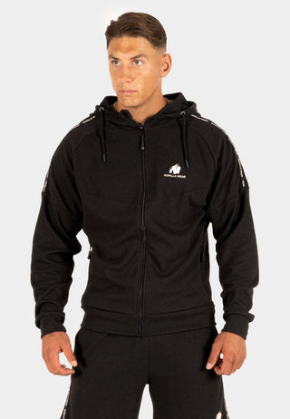 Gorilla Wear Harvey Hooded Track Jacket - Black - Urban Gym Wear