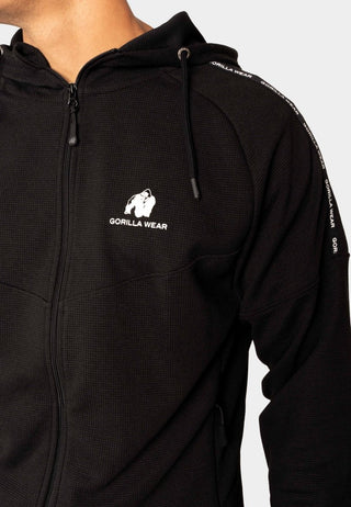 Gorilla Wear Harvey Hooded Track Jacket - Black - Urban Gym Wear