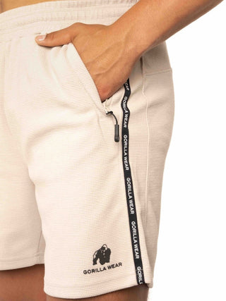 Gorilla Wear Harvey Track Shorts - Beige - Urban Gym Wear