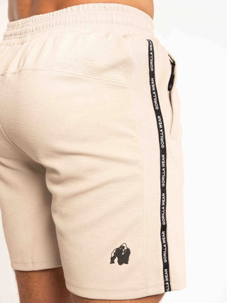 Gorilla Wear Harvey Track Shorts - Beige - Urban Gym Wear