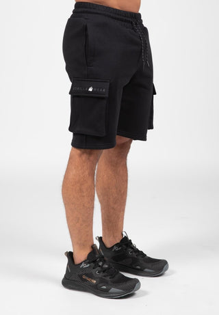 Gorilla Wear Hudson Cargo Sweat Shorts - Black - Urban Gym Wear
